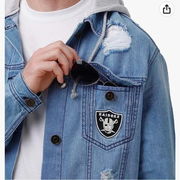 NWT NFL Las Vegas Raiders Denim Jacket - Picture 3 of 11